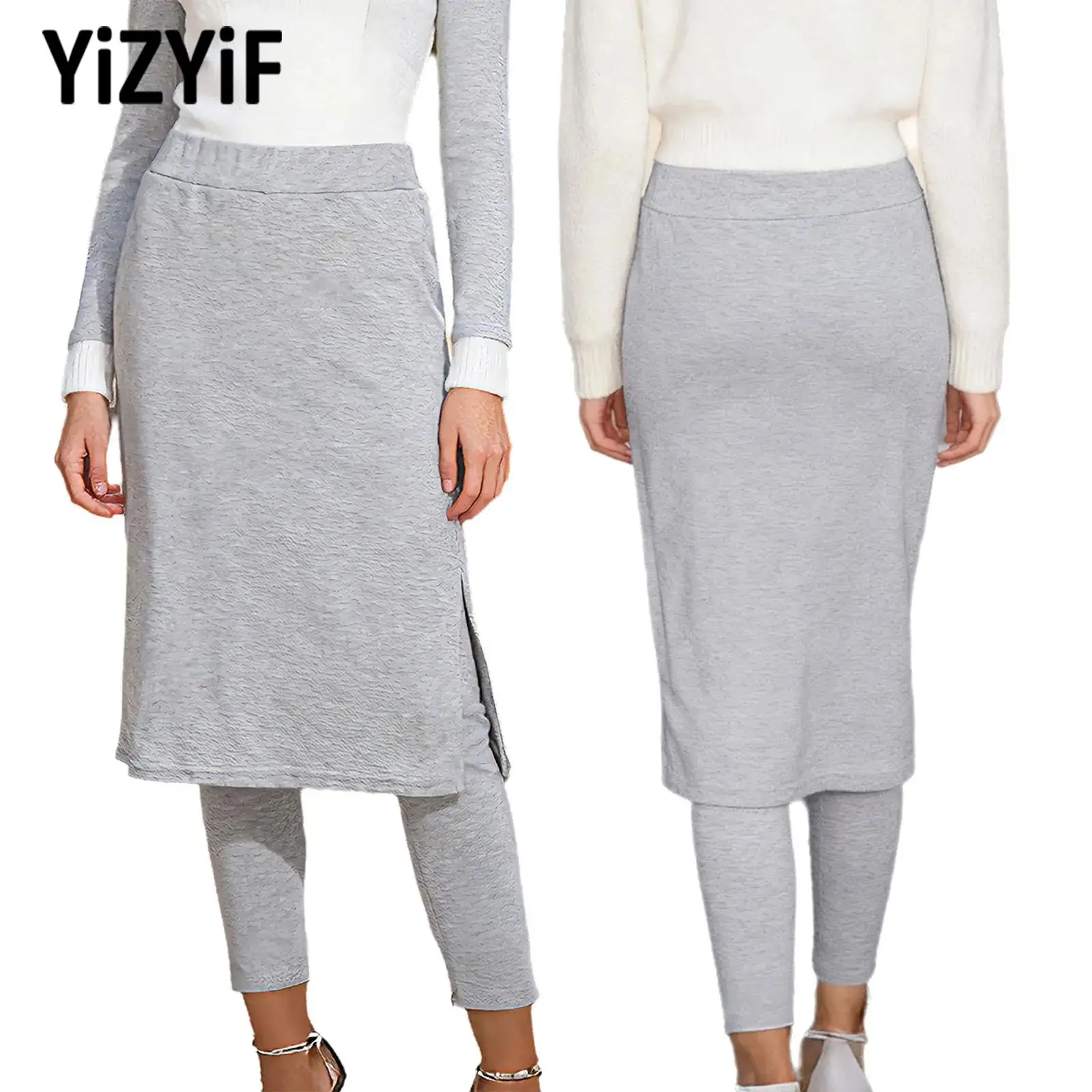 

Теннисные штаны женские 2 в 1, спортивная одежда с высокой талией, эластичные леггинсы с боковым разрезом и юбкой для повседневного гольфа, тренировок на открытом воздухе