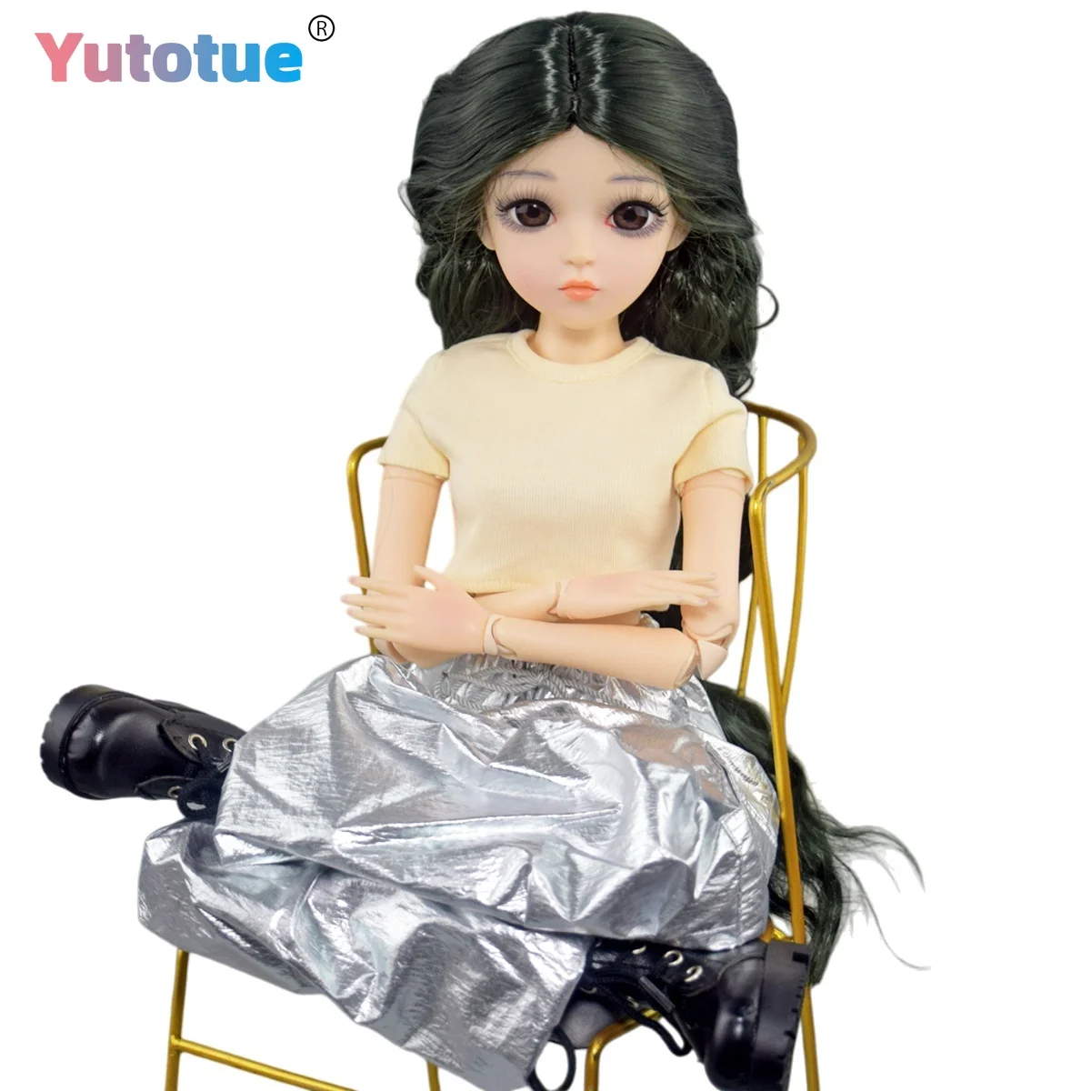 

YUTOTUE 60cm Height Girl Doll with T-Shirt Pants Shoes Wigs Full Set 1/3 Scale BJD Toy Lifelike