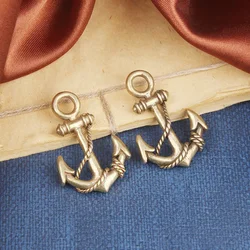 Retro Pure Copper Ship's Anchor Figurine Desktop Decor Ornaments Novelty Brass Gothic Pendant for Keychain DIY Accessories Gift