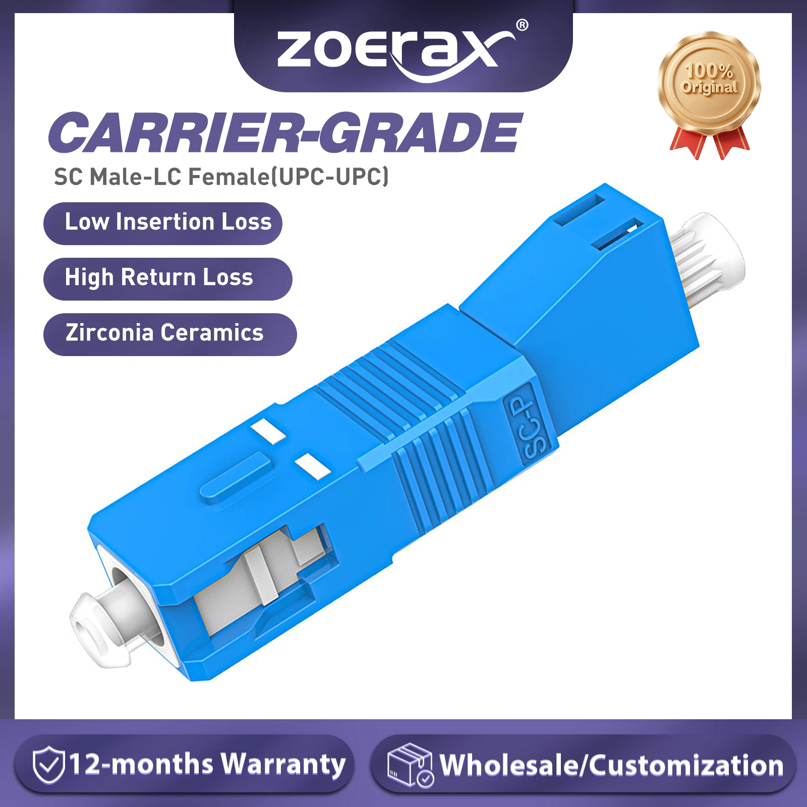 ZoeRax SC/UPC Male to LC/UPC Female Fiber Optic Connector FTTH Singlemode Adapter for Visual Fault Locator Optical Power Meter