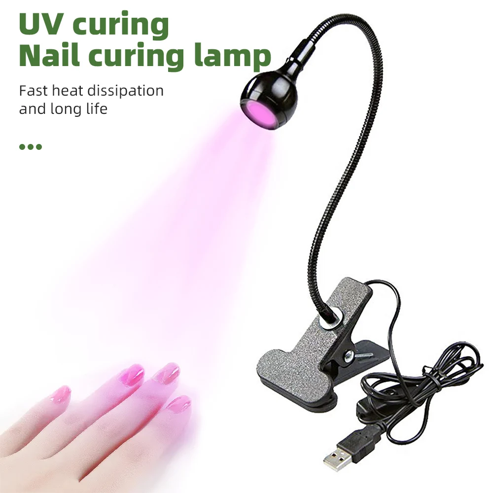 Uv Led Curing Ultraviolet Mini Curing Light Dryer Uv Led Flexible Clip-on Table Lamp USB Gel Curing Manicure LED Nail Light
