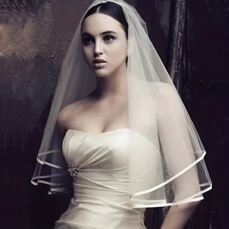 Two Layers Tulle Short Bridal Veils Hot Sale Cheap Wedding Accessory For wedding Dresses Net