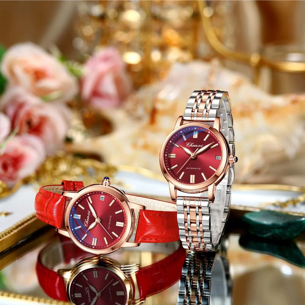 CHENXI NEW Women's Fully Automatic Mechanical Watch Arrival Fashionable Business-Style WaterResistant Luminous Watches for Woman