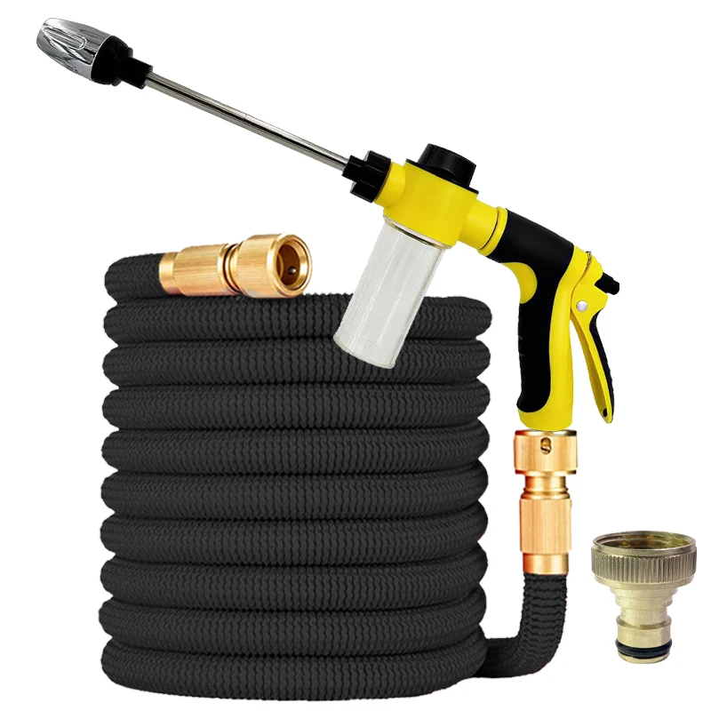 

1 шт., садовый водяной шланг, расширяемый резиновый волшебный шланг, водяной пистолет высокого давления, подходит для орошения садовой фермы и автомойки