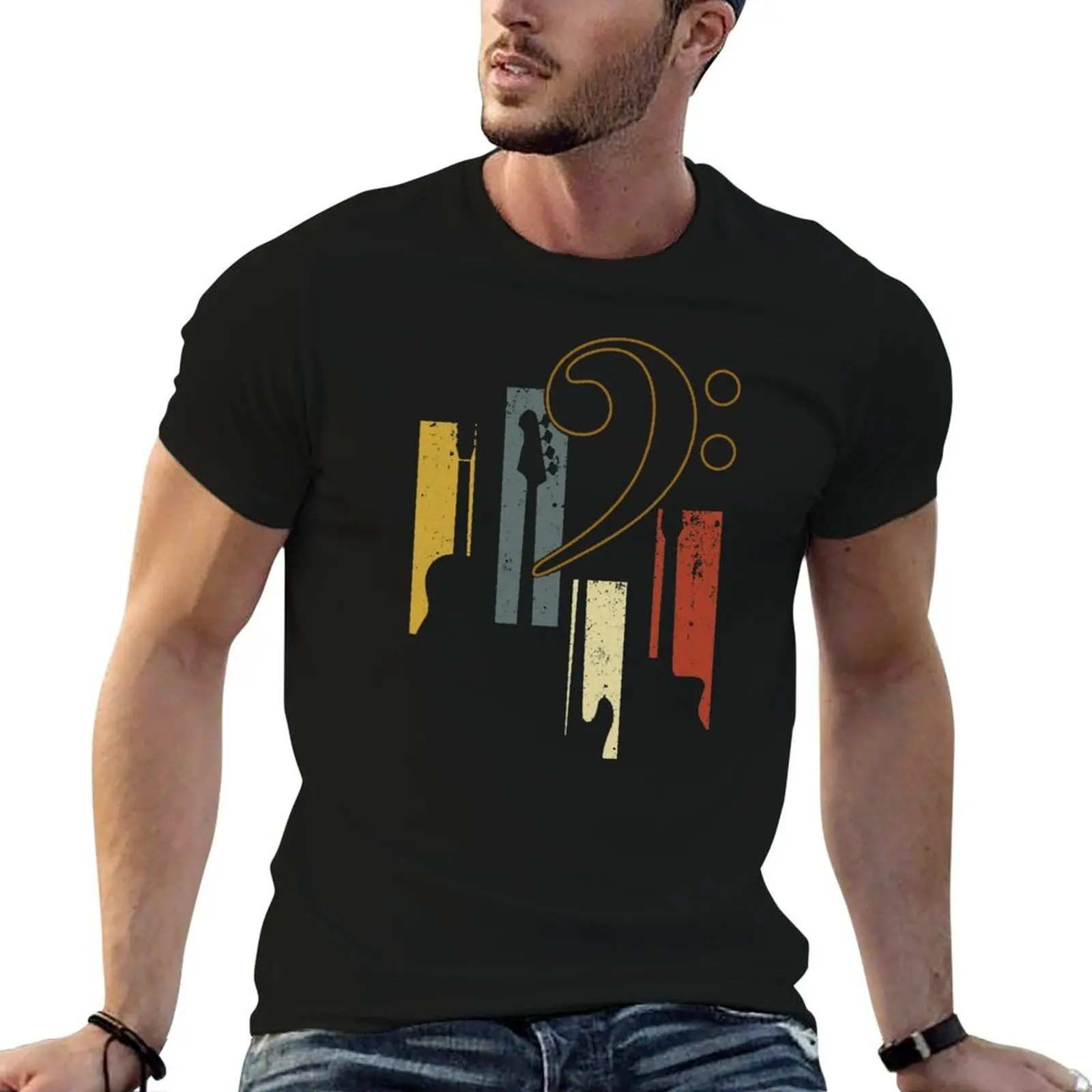 Bassist Vintage Bass Clef for a Bass Guitar Player T-Shirt t shirts for man graphic vintage funny t shirts cotton T-Shirt