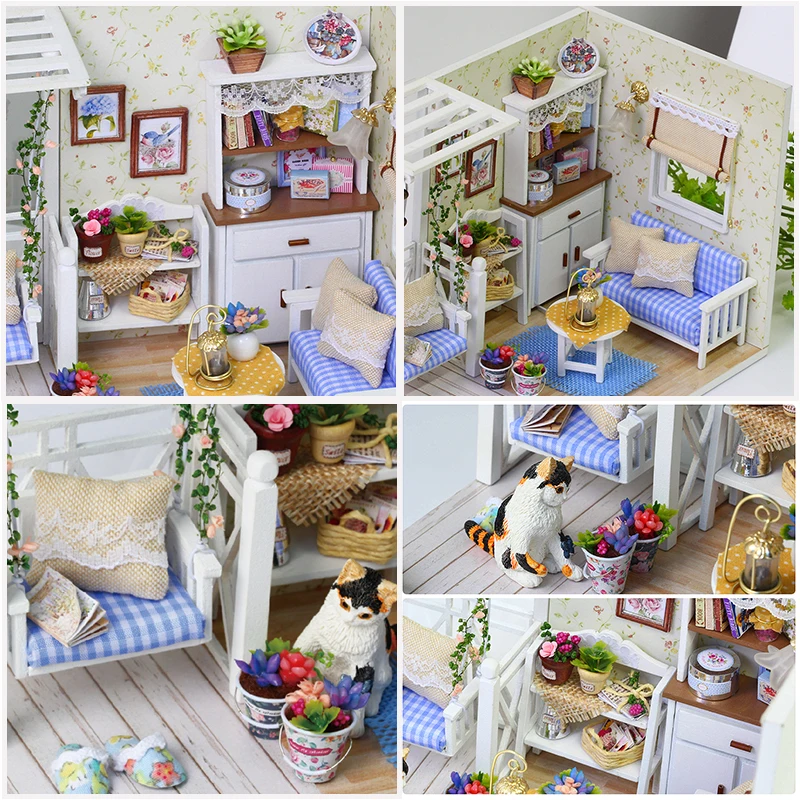 CUTEBEE-casa de muñecas de madera en miniatura para niños y adultos, juguete de construcción hecho a mano con muebles, regalo de Navidad, 1:24