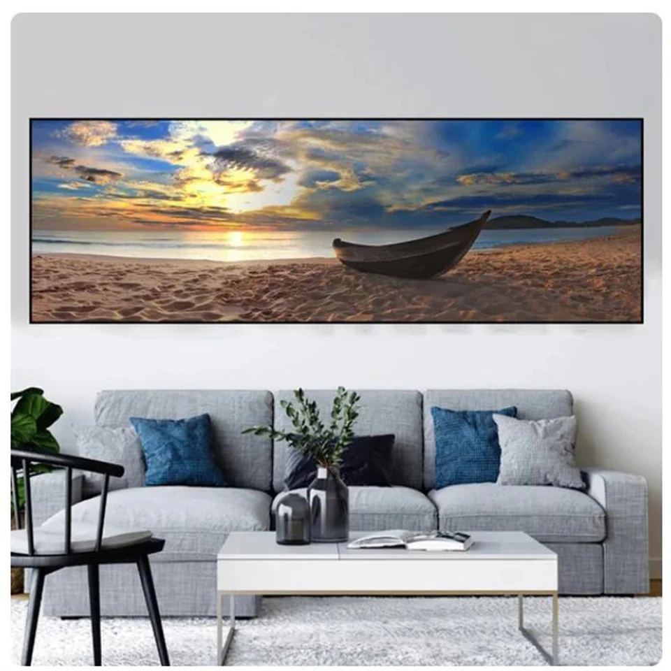 New Collection 5D DIY Diamond Painting Sunset Sky Cloud Sea Beach Natural Landscape Full Drill Diamond Mosaic Embroidery A734