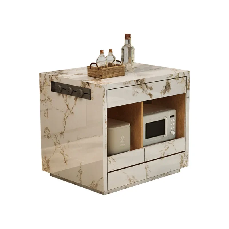 

Multifunctional Slate Island Table Independent Activity Cabinet Small Apartment Open Kitchen Home Bar Cabinet