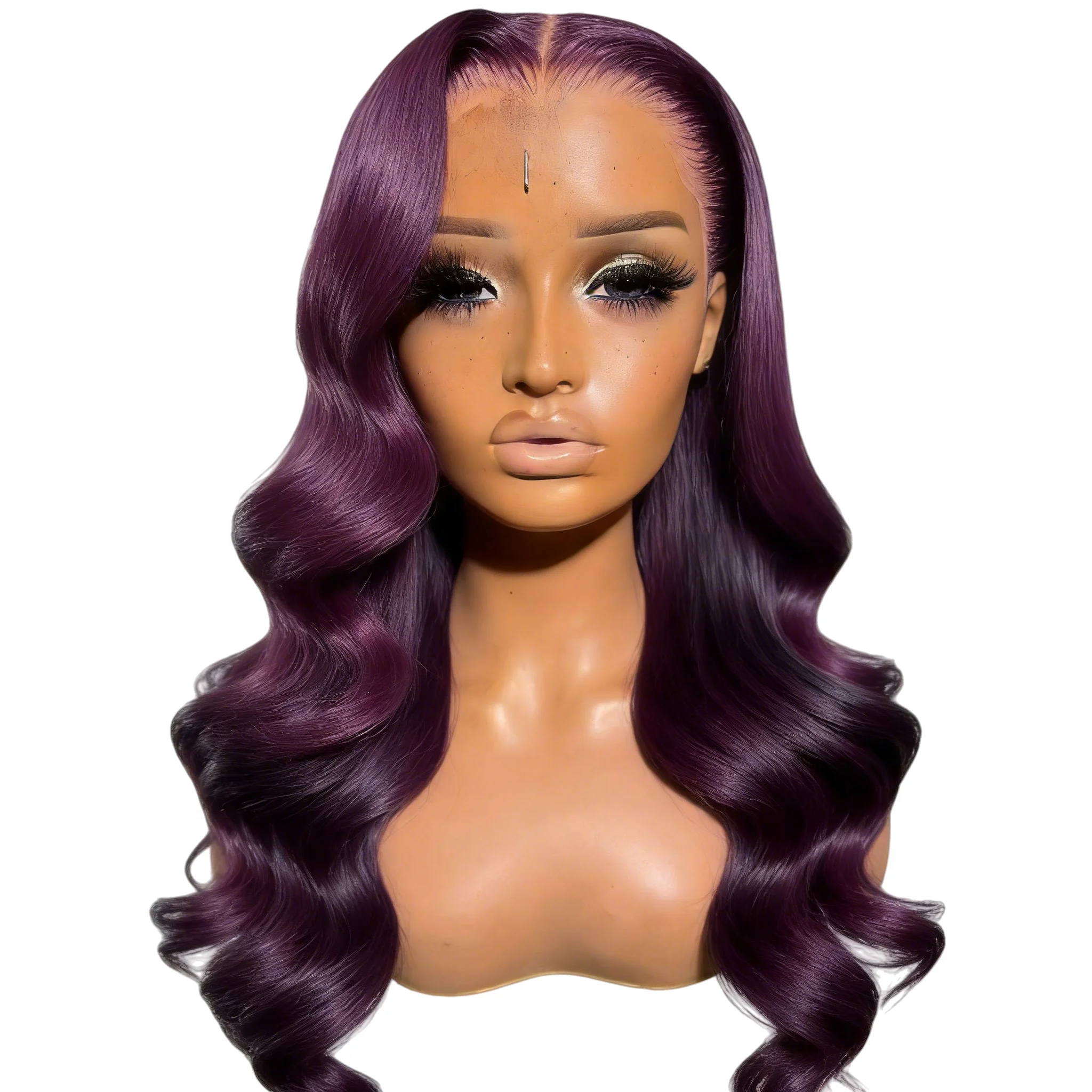 Royal Purple Straight Lace Front Human Hair Wig Pre-Plucking 13x4 13x6 Colored Blonde Lace Frontal Wig 180% Deep Purple Lace Wig