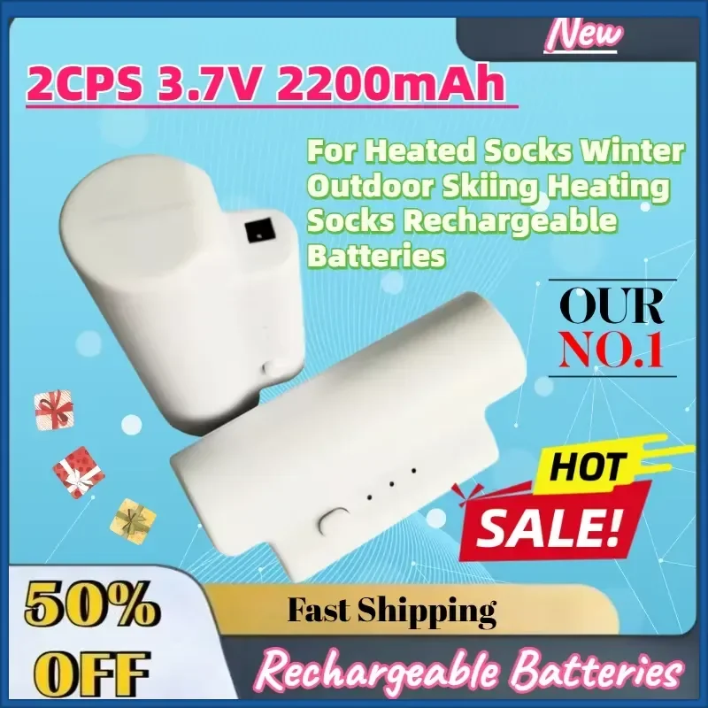 High-Quality New 2CPS 3.7V 2200mAh Lithium Battery for Heated Socks Winter Outdoor Skiing Heating Socks Rechargeable