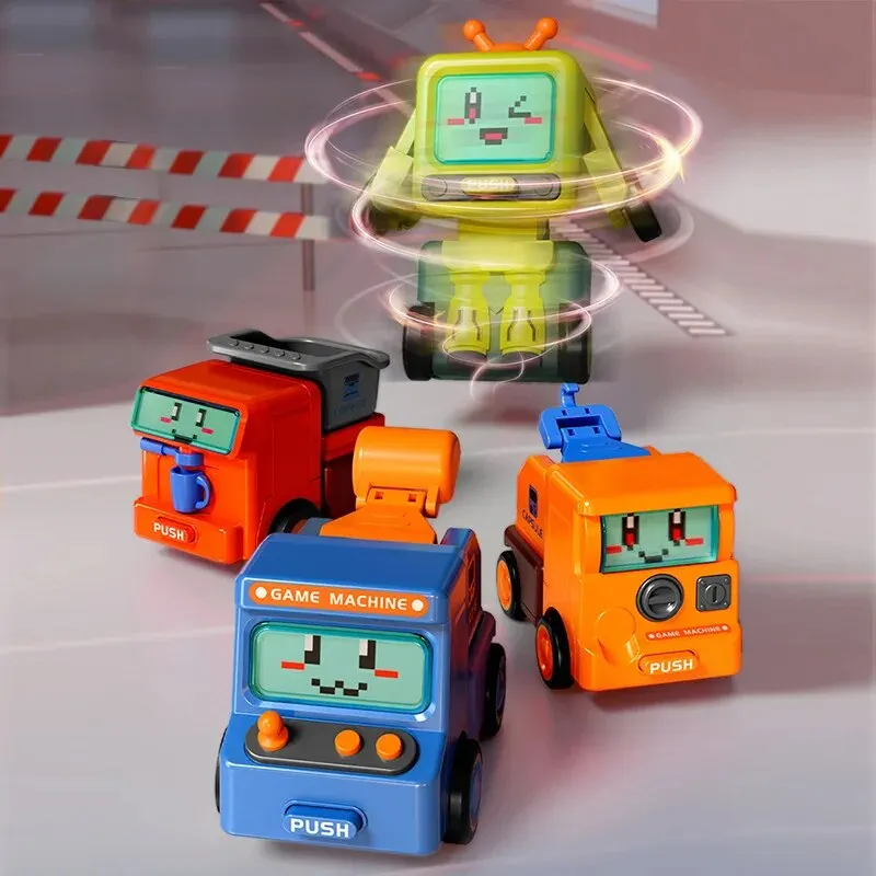 1pc Kinder verwandeln Auto Bau LKW Roboter Kollision Rotation Transformation zufällige Farbe