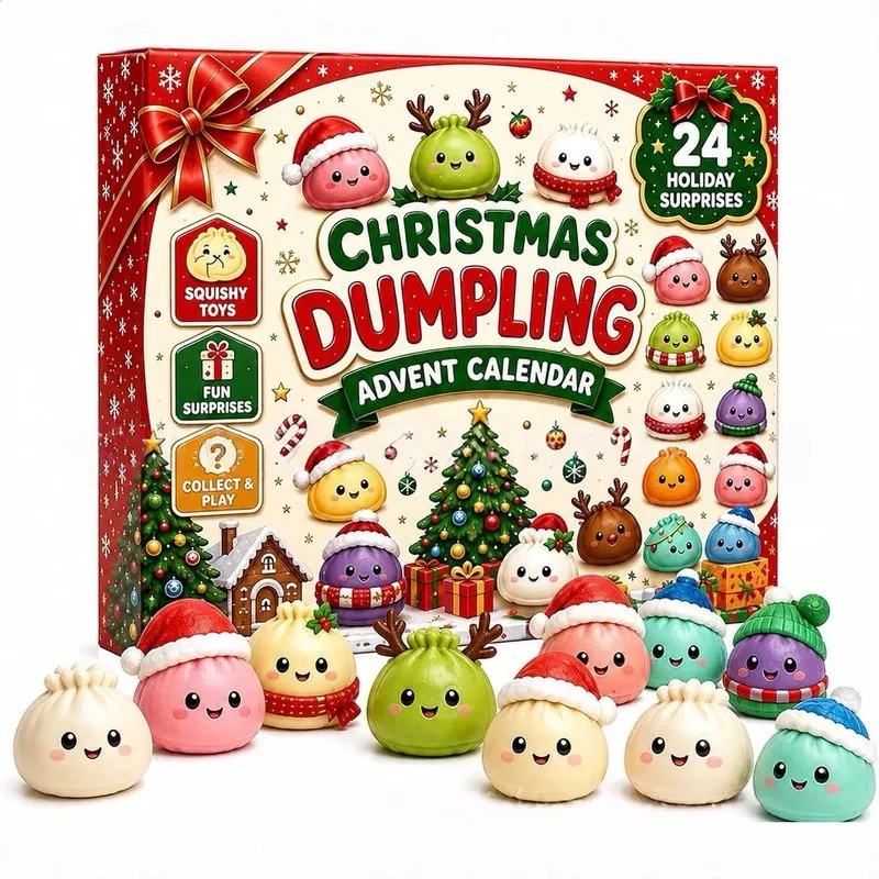 In Stock 2026 Christmas Dumpling Advent Calendar 24 Days Surprise Squishy Toy Countdown Holiday Party Decoration Gift