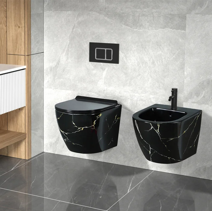 Toilet,Modern Artistic Design Easy Installation Soft-Closing Seat Covers Ceramic P-Trap Wall-Hung Toilet And Bidet Sanitary Ware