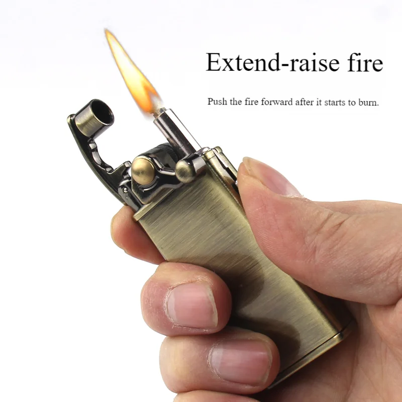 Retro Metal Mechanical Pipe Fuel Lighter Classic Rocker Arm Lifting Design Oil Pocket Lighter