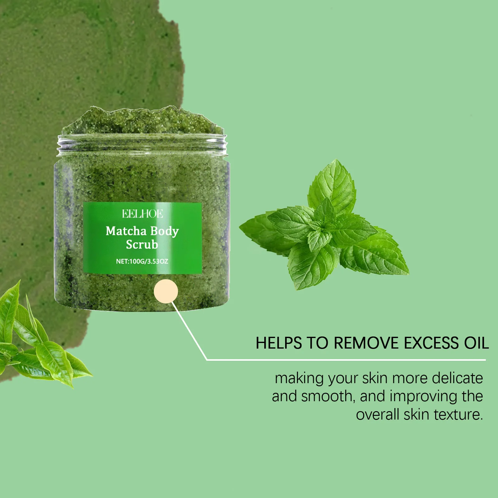 

EELHOE Matcha Body Scrub Cream Deep Hydrate Shrink Pore Brighten Skin Relieve Dryness Improving Roughness Body Cleansing Creams