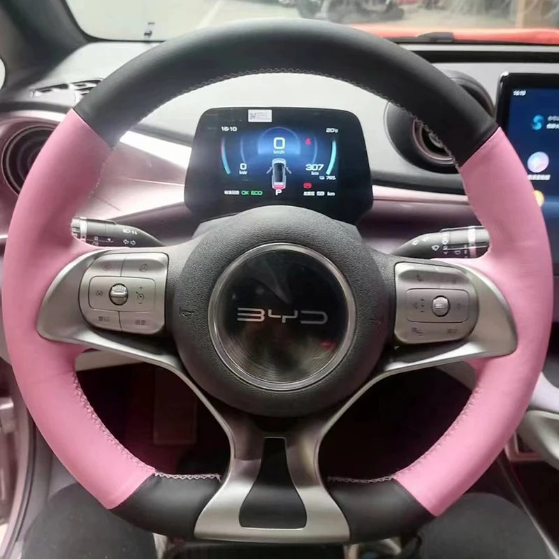 DIY Customized Hand Stitching Non-slip Durable Leather Steering Wheel Cover For BYD ATTO3 SS DOLPHIN Yuan plus Interior