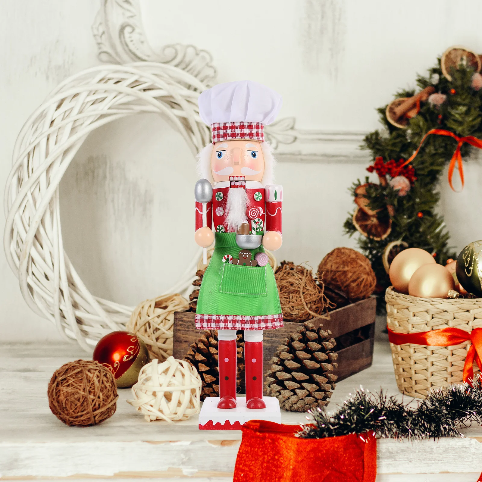 

1pc Wooden Nutcracker Decor Xmas Table Ornament Christmas Desktop Nutcrackers Craft Holiday Decoration Party Supplies