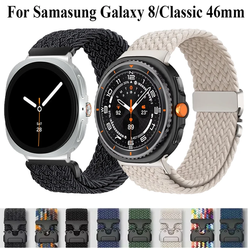 Nylon geflochtenes Armband für Samsung Galaxy Watch 8 Classic 46 mm 40 mm 44 mm Fallschirmschnalle Armband für Galaxy Watch 8-7 Ultra 47 mm