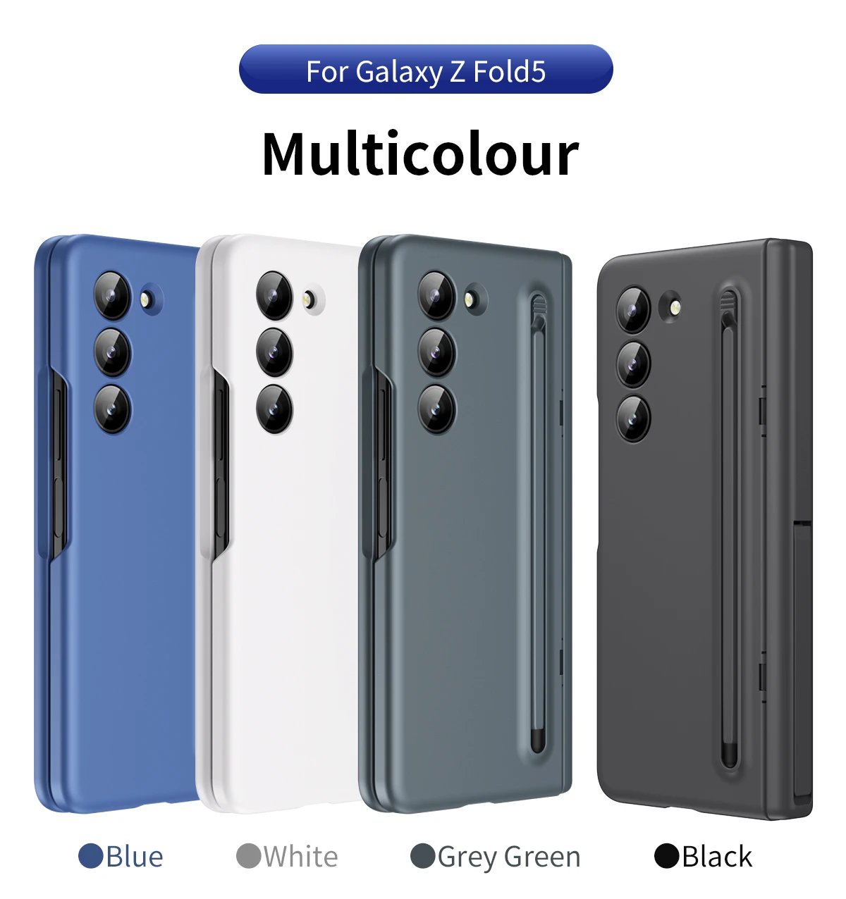 Funda con S Pen y ranura para bolígrafo para Samsung Galaxy Z Fold 3, 4, 5, bisagra de protección, película de pantalla, cubierta de soporte para ZFold5, Fold4, Fold3