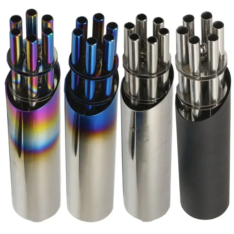 

Motorcycle Exhasut Muffler Fried Street Gatling Gun Style Stainless Steel Exhaust Pipe for Dirt Pit Bike ATV Scooter Street Bike