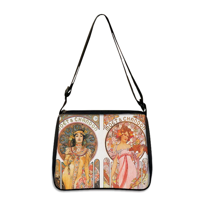 Oil Painting By Numbers Alphonse Maria Mucha Print Shoulder Bag Ladies Handbags Causal for Travel Tote Bag Fashion Shopping Bags