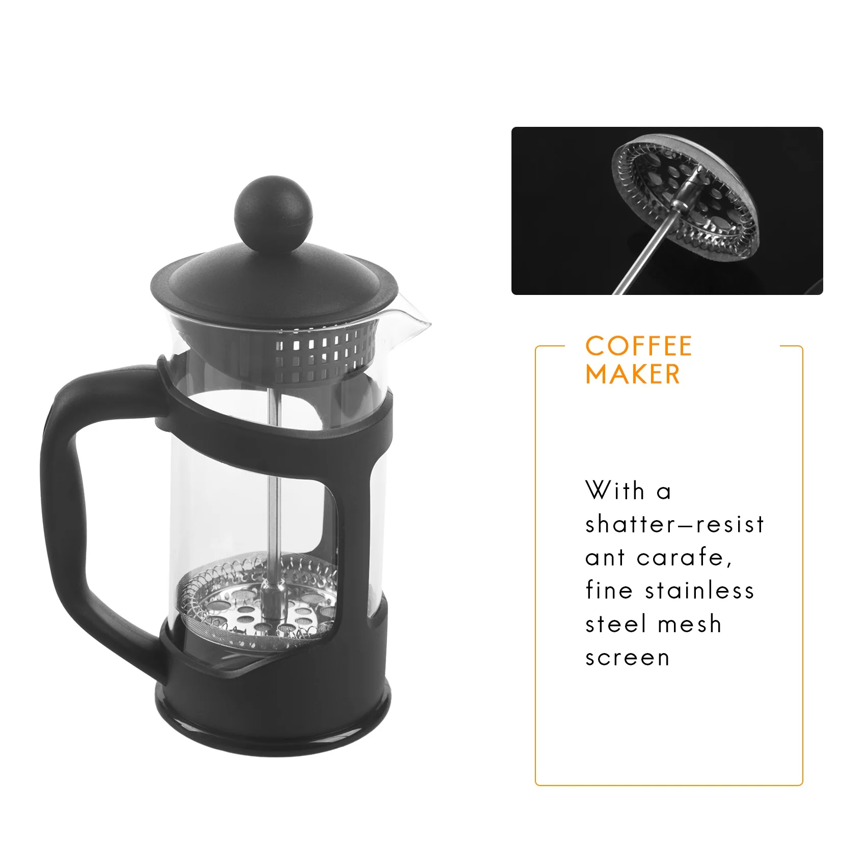 French Coffee Maker Small French Press Perfect for Morning Coffee Maximum Flavor Coffee Brewer With Superior Filtration-A70Z