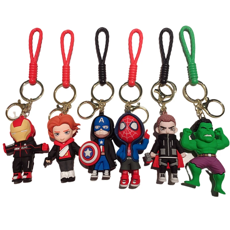 

Marvel Thor Car Backpack Lron Man Black Widow Key Chain Captain America Rubber Keyring The Hulk Car Backpack Disney Bag Pendant