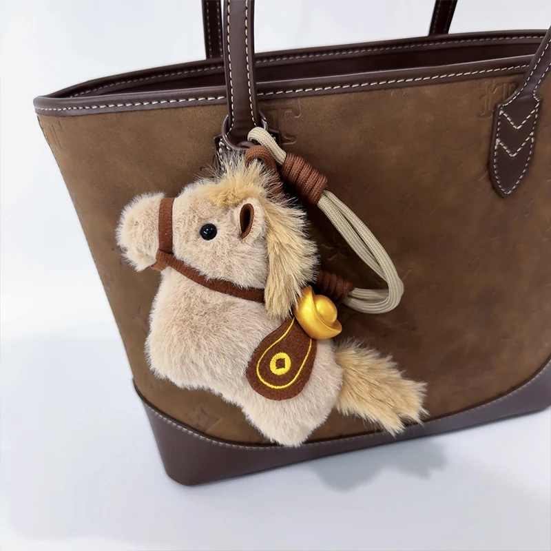 พวงกุญแจตุ๊กตาขนนุ่ม ของตกแต่งกระเป๋า ปีม้า ตุ๊กตาสัตว์มงคล ของประดับตกแต่ง