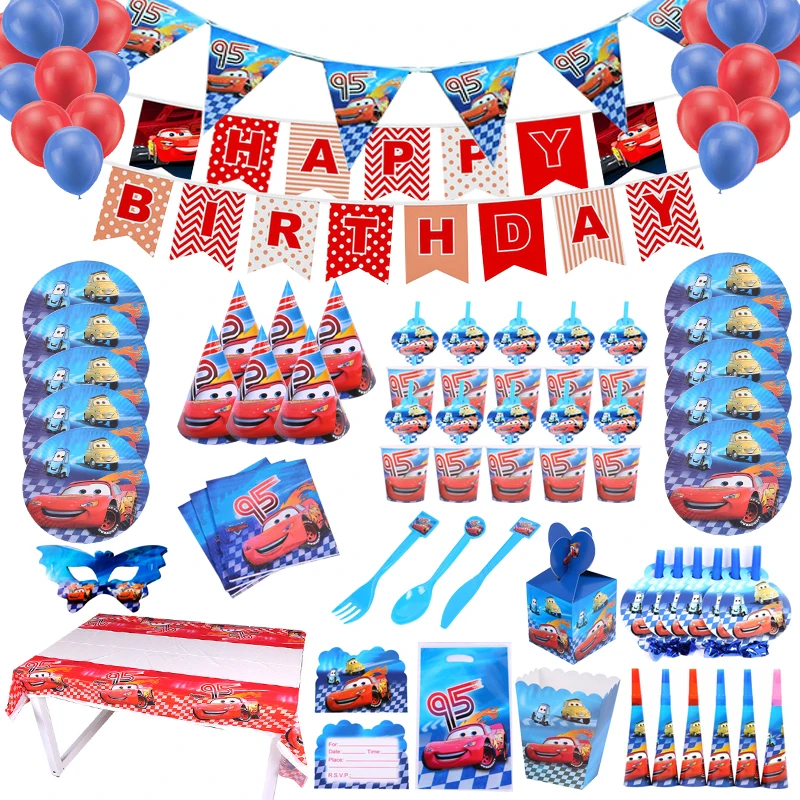 Disney Lightning McQueen Cars theme Cartoon Kids Favor Birthday Party Decoration Baby Shower Balloon Background Party Supplies