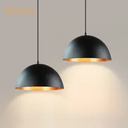 Northern EuropeMinimalist industrial style restaurant pendant light LED black semi-circular pendant light lighting fixture