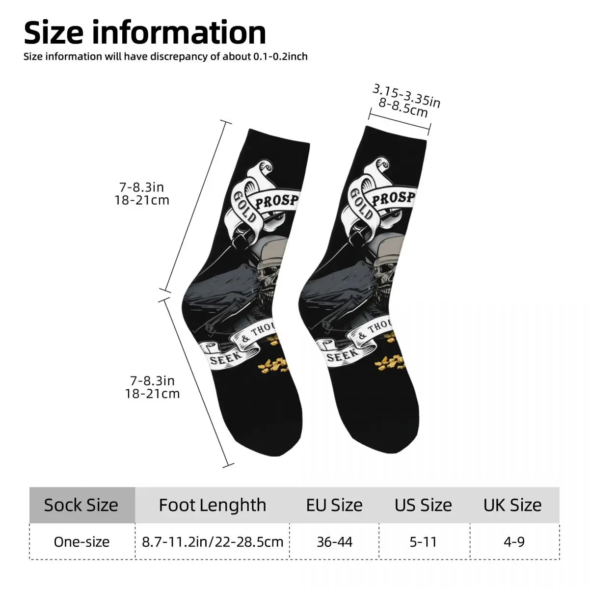 Elin Compression Seek Thou Shall Find Chaussette pour Homme, Harajuku Gold Prospection Quality Pattern Crew, Nouveauté