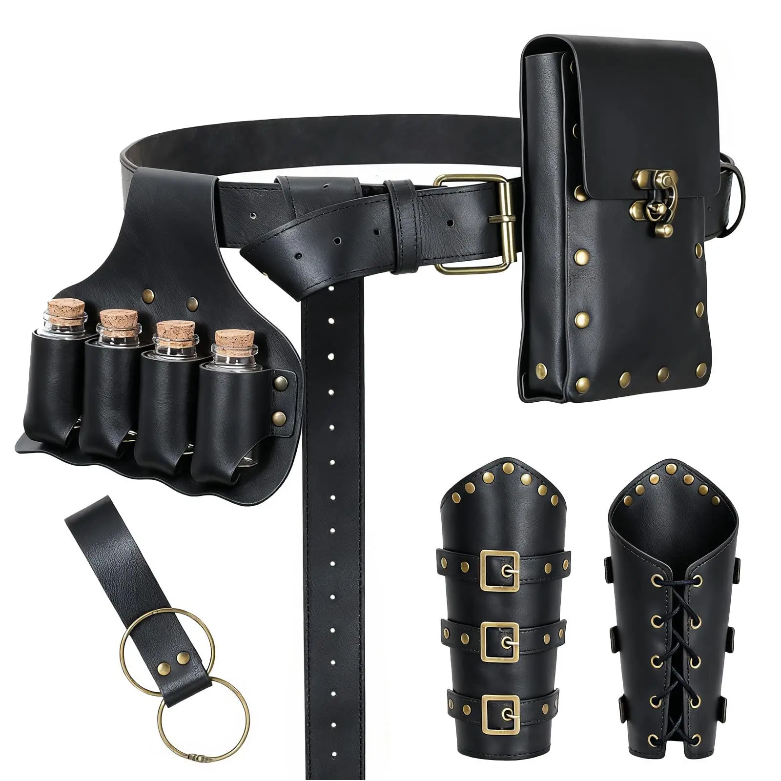 Adjustable Retro Medieval Belt Set Waist Pouch Viking-Style Retro Coin Purse Cosplay and Halloween Costume Accessory