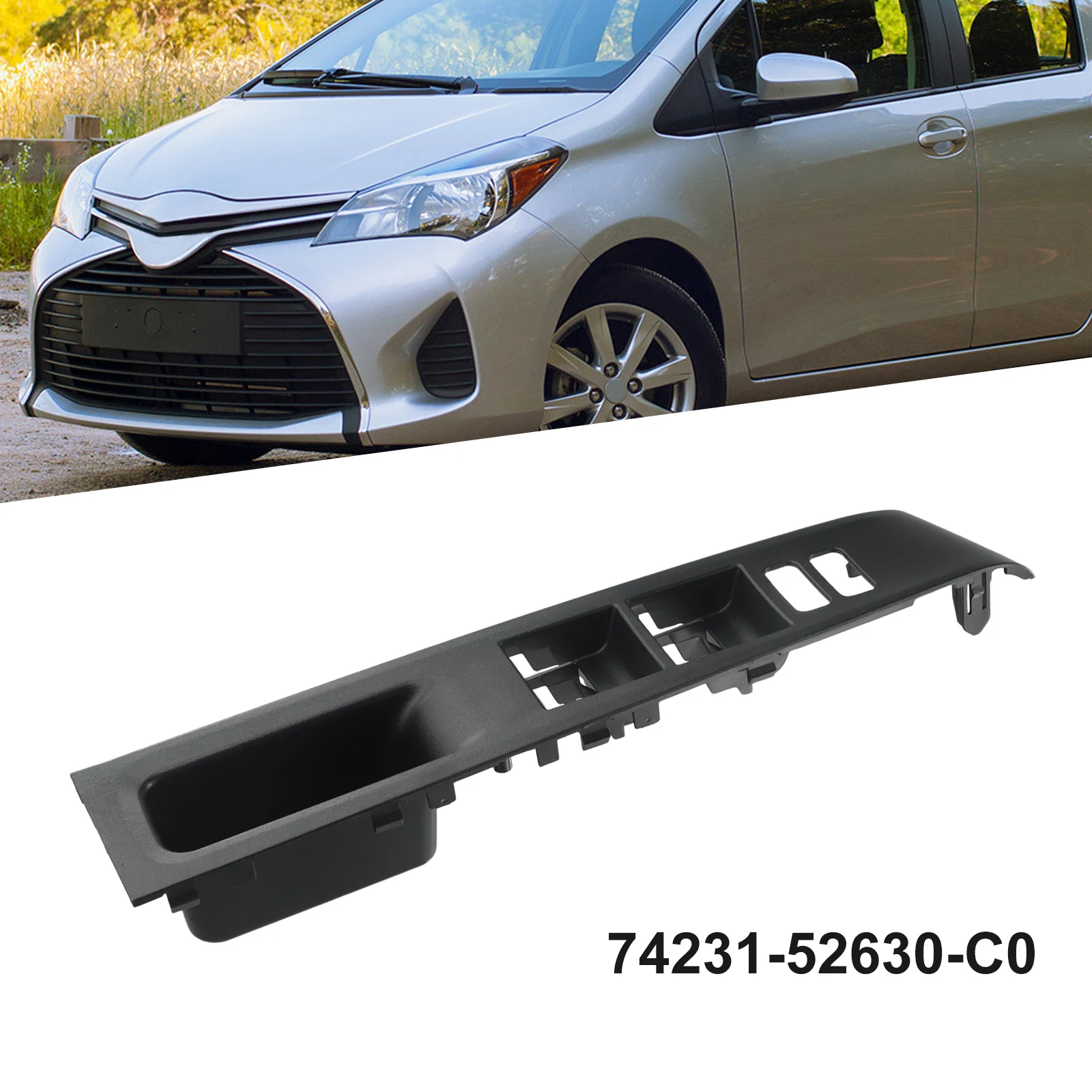 Painel plástico superior para Toyota Vitz, painel de elevação de vidro, apoio de braço dianteiro direito, 2010-2014, 74231-52630-C0