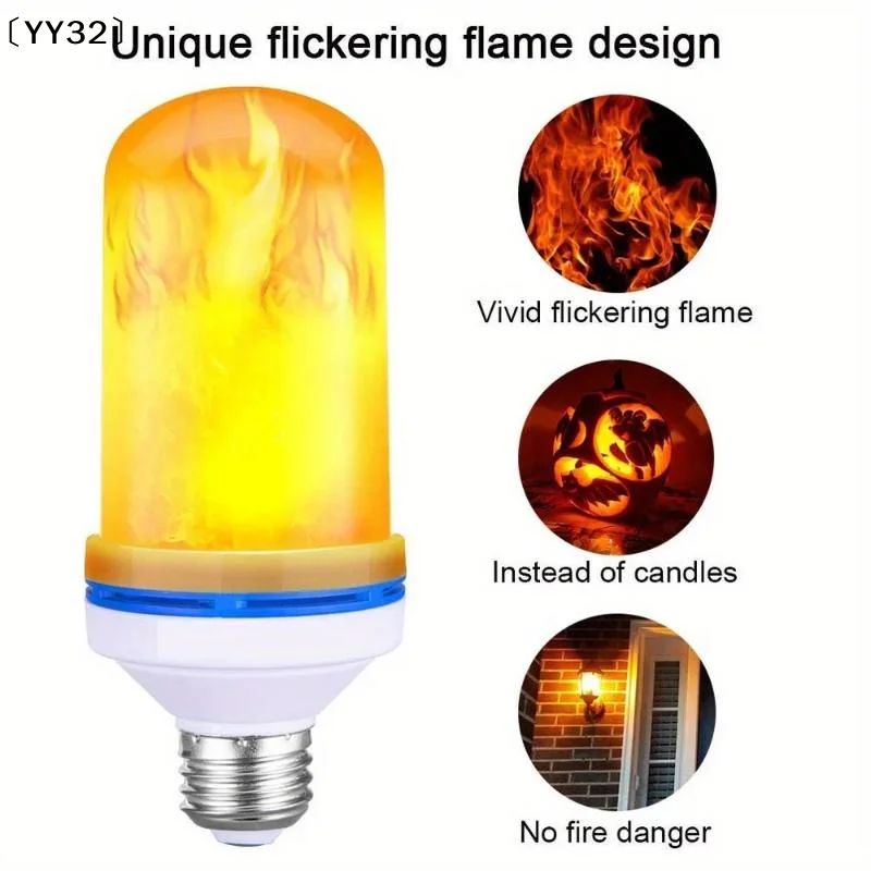1Pcs 4 Modes Flickering Fire Simulation E27 LED Flame Effect Light Bulb For Party KTV Garden Home Decor Outdoor Lighting〔YY32〕
