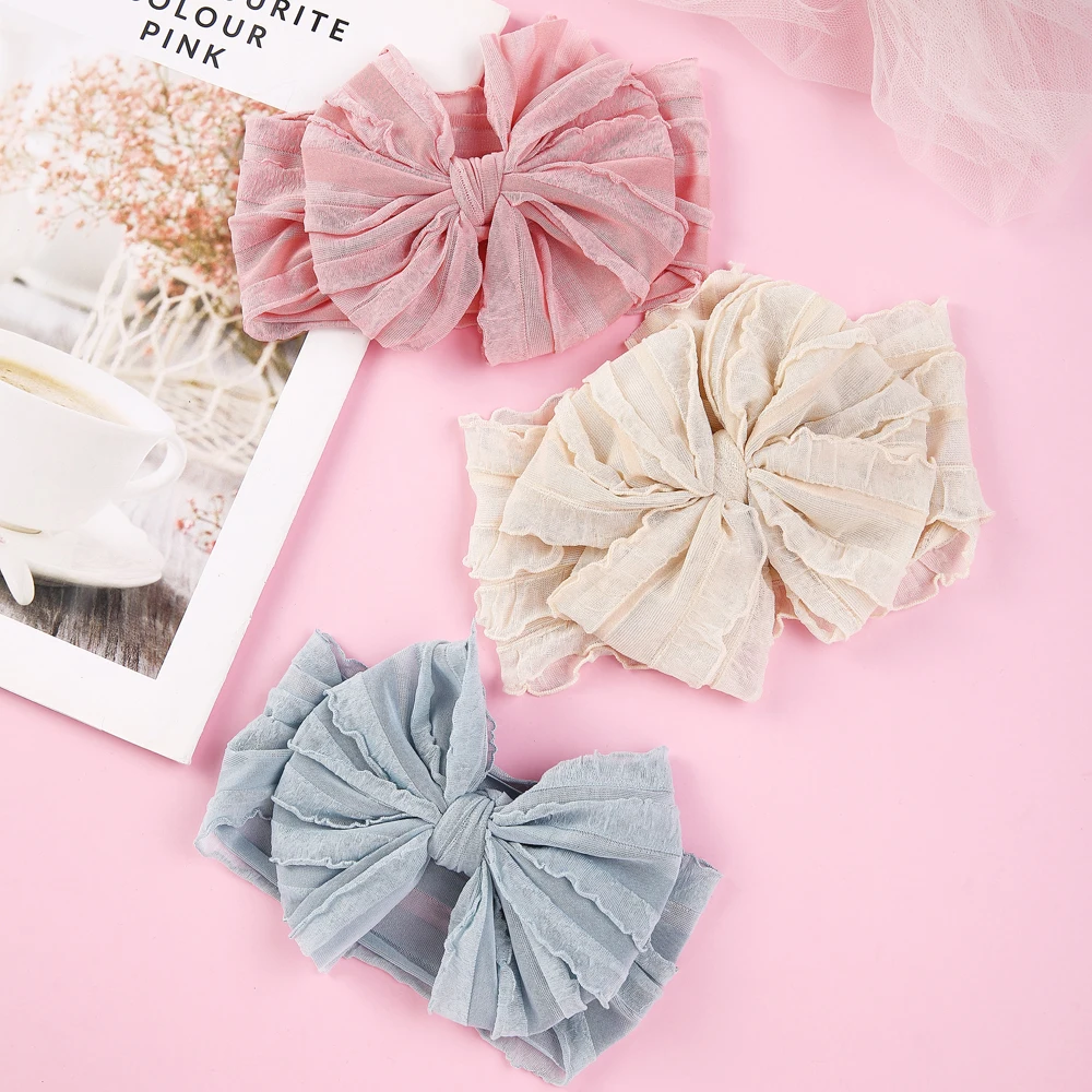 Baby Girls Cute Mesh Lace Bow Headband Soft Elastic Hairband Decorative Kids Hair Accessories Newborn Infant Photography Props image 4
