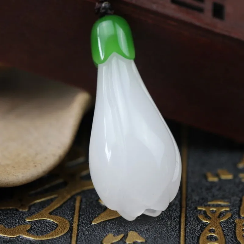 Grade Magnolia Flower Pendant Necklace Hotan Jadeite Sheep Fat White Jade