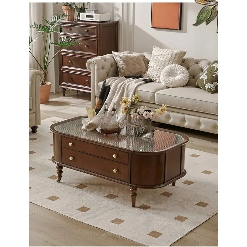 

Living room French light luxury high-end glass tea table small tea table