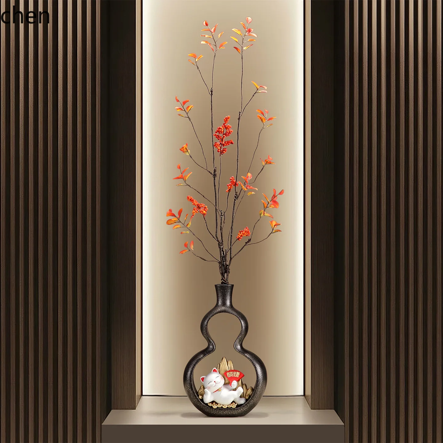 Cz  ruyi gourd chinoiserie vase ornaments moving to a new home prosperous home living room flower arrangement decorations