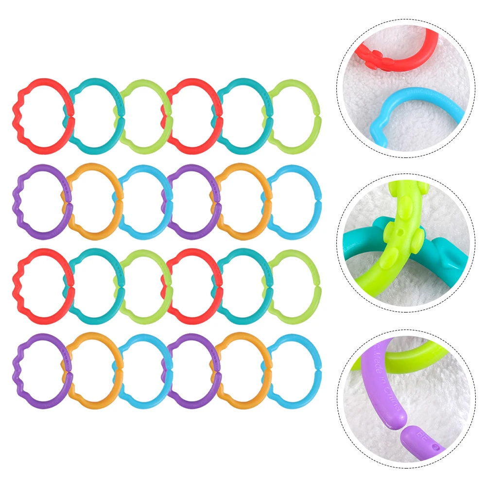 

48pcs Hand-grabbing Rings Connecting Toys Mixed Baby Comforting Molar Playthings Safe Portable