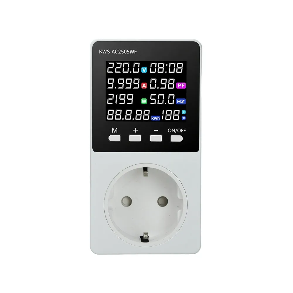 Tuya Smart Switch Energy Meter AC85-290V 0-16A 3500W, Voltage/Current Monitor with Overload & Overvoltage Protection.