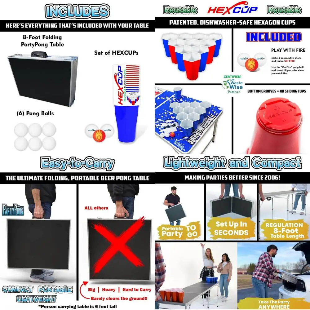 8-Foot Adjustable Folding Table with Cup Holders, LED Lighting, and Custom Graphics