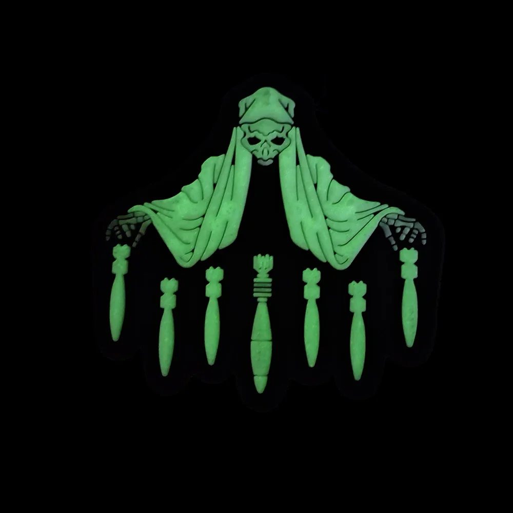 الموت يسقط القنبلة يتوهج في الظلام المطاط شارة التكتيكية هالوين زين الأشرطة هوك حلقة التصحيح #2