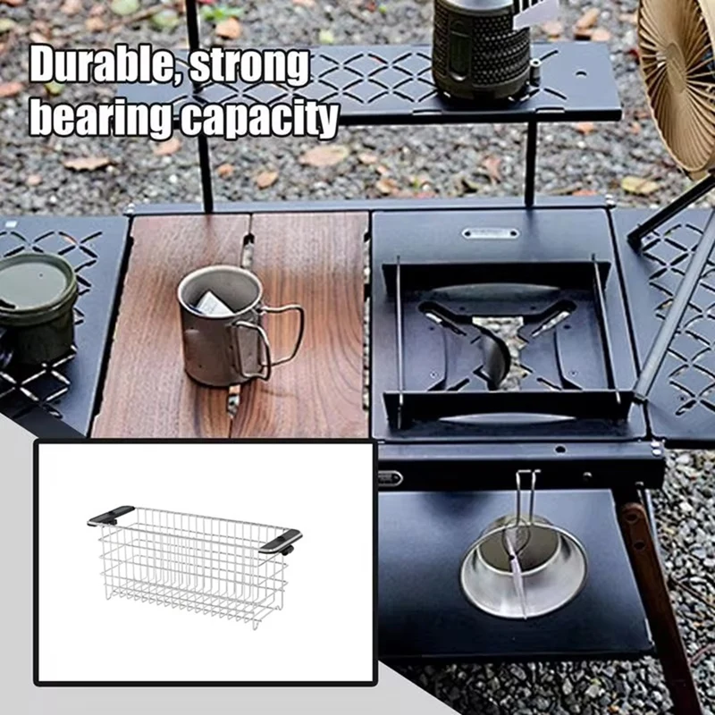 Wire Basket Camping Stainless Steel Utility Wire Basket For Hiking Camping Backyard Picnic Table Parts