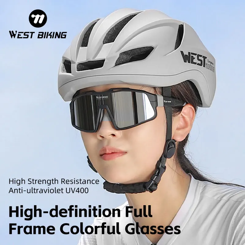 

Велосипедные очки WEST BIKING, легкие поляризационные фотохромные очки UV400, защита от солнца, HD-обзор, большая оправа, велосипедные очки MTB