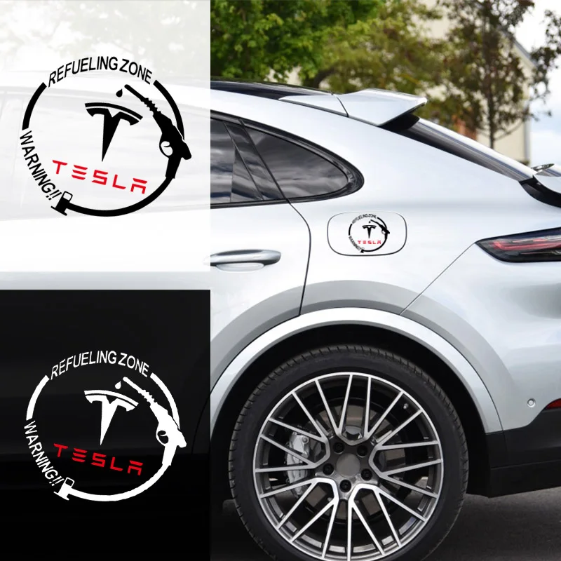 Car Fuel Tank Cap Stickers Vinyl Fashion Decoration Decals For Tesla Model 3 Model X S 2016-2023  Model Y Decals TM3 TMX TMS