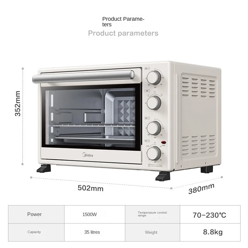 Household Multi-functional Independent Temperature Control Electric Oven 35L Cake Baking Oven Desktop PT3540 Pizza Oven 220V