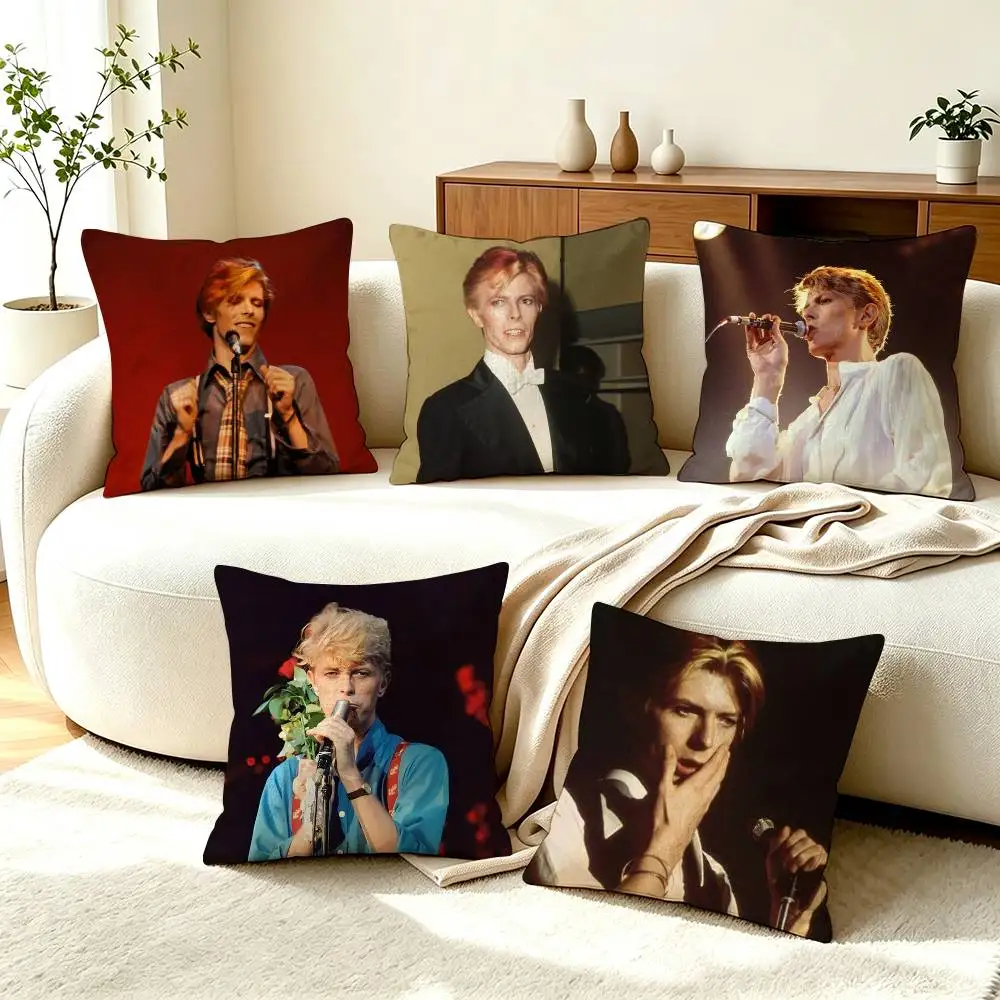 D-David Bowie L-Legend Singer  Pillow Case Square Double-Sided Sofa Cushion Cover Bedroom Bedside Pillow