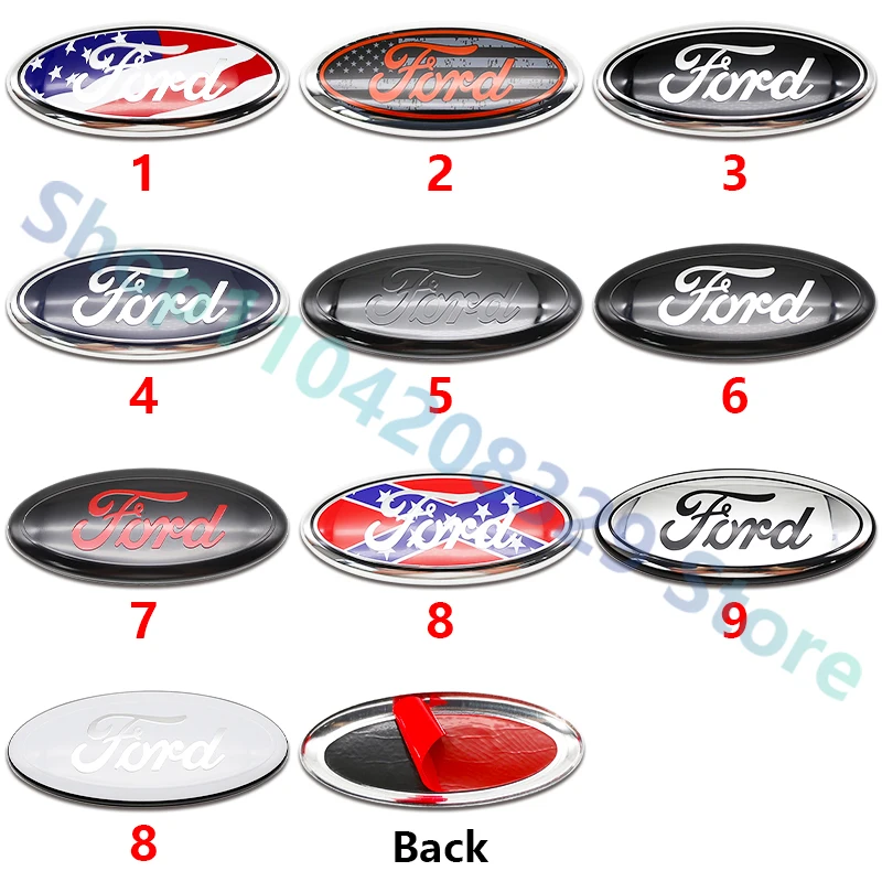 22.5x9cm Aluminum Car Front Hood Logo Car Accessories For Ford Fiesta Series Focus Mondeo Explorer Fusion Edge Car Logo Sticker