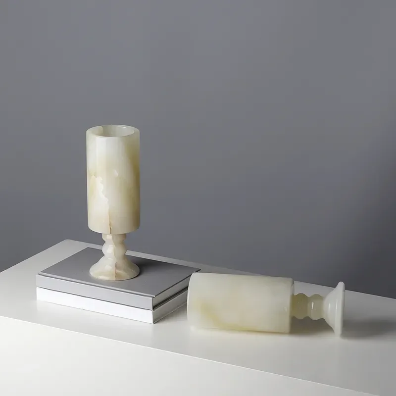 Tall French Style Natural Jade Vase for Living Room Decor Hotel Lobby Entrance Table Flower Arrangement Art Piece Modern Home