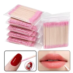 500-100Pc Nails Wood Cotton Swab Clean Sticks Bud Tip Makeup Eyelash Manicure Detail Corrector Nail Polish Remover Art Tool